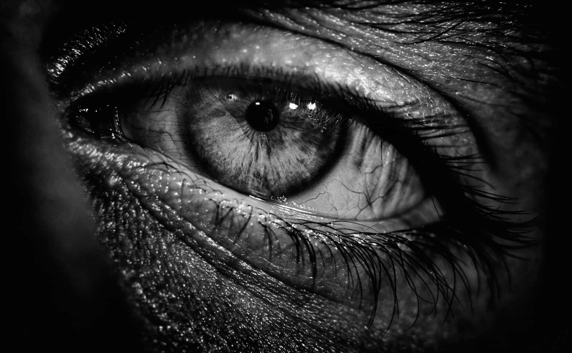 Man Eyes In Black And White Picture