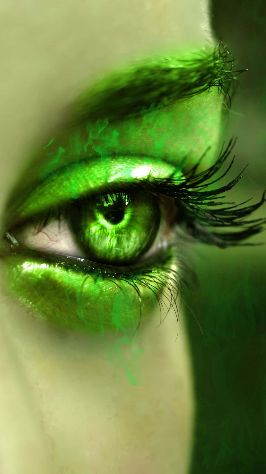 Bildmit Grünen Augen Und Grünem Lidschatten