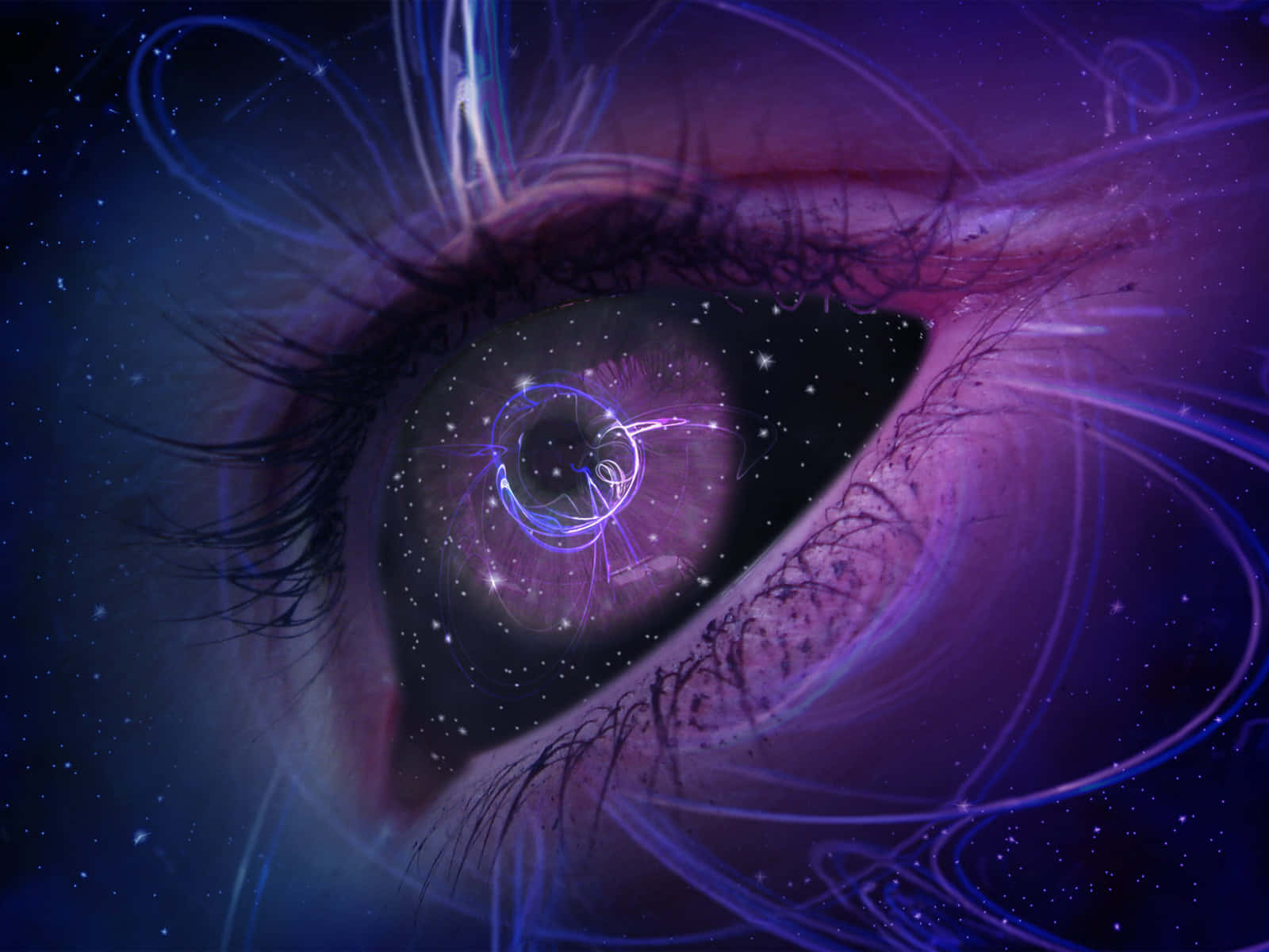 Øjnemed Stjernernat I Neonlilla Billede