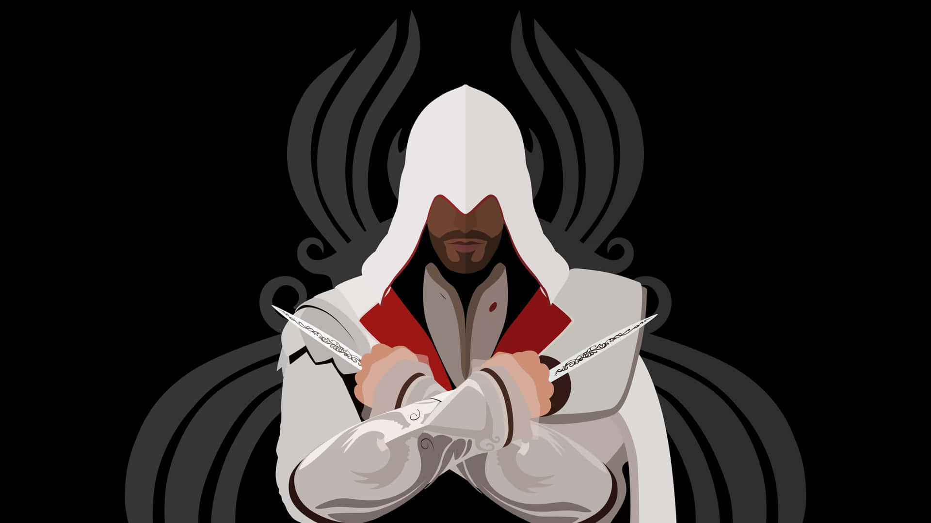 Caption: Heroic Ezio Auditore in Action Wallpaper