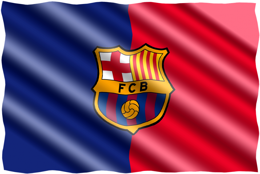 F C Barcelona Logo Waving Flag PNG