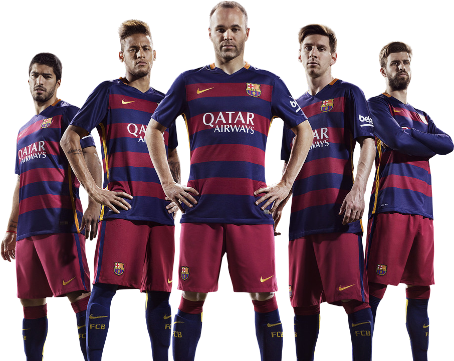 F C Barcelona Players Team Pose PNG