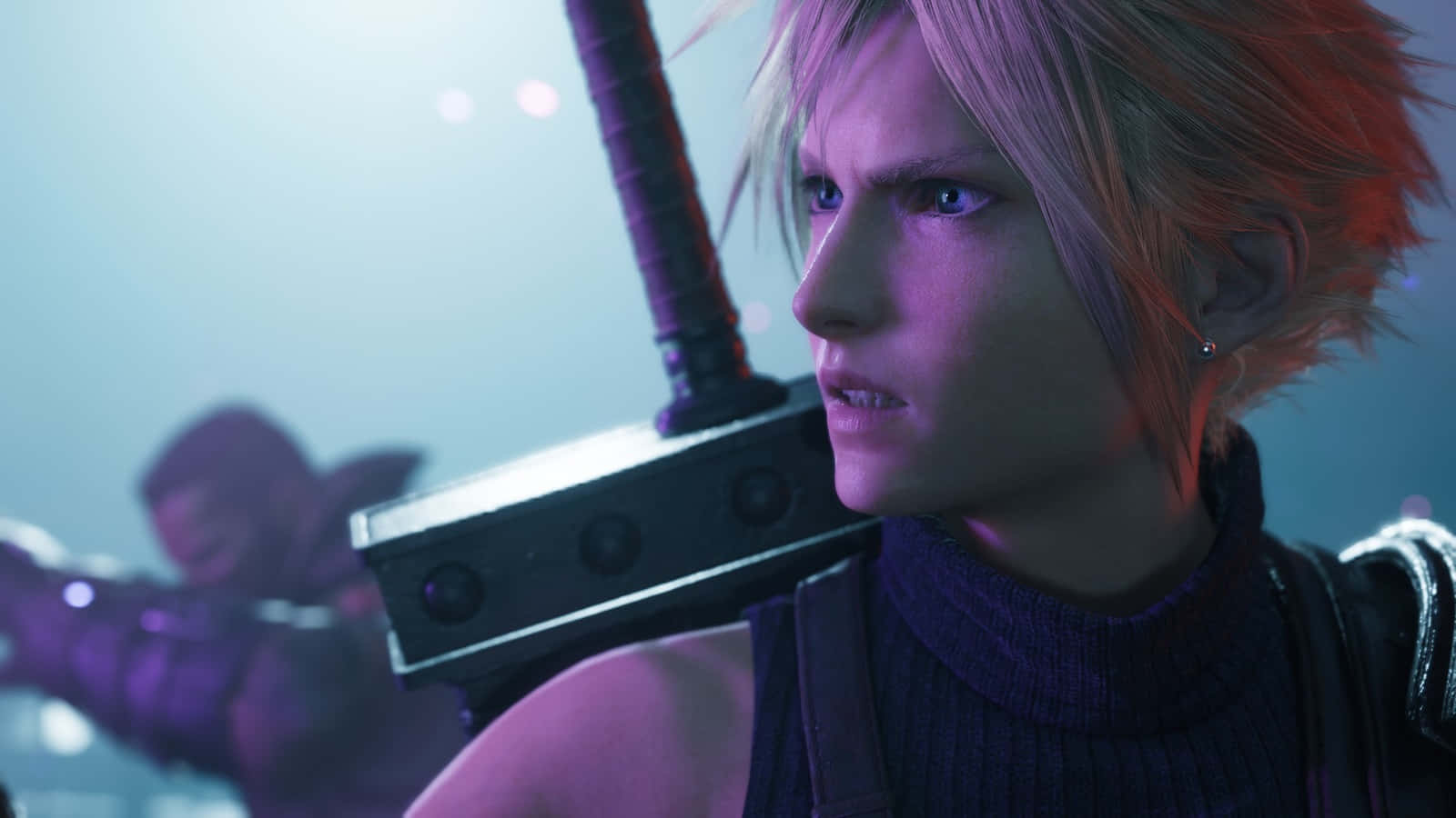 F F7 Rebirth Cloud Strife Intense Look Wallpaper