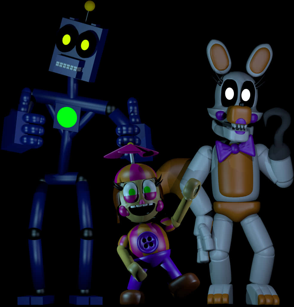 F N A F Animatronic Group Pose PNG