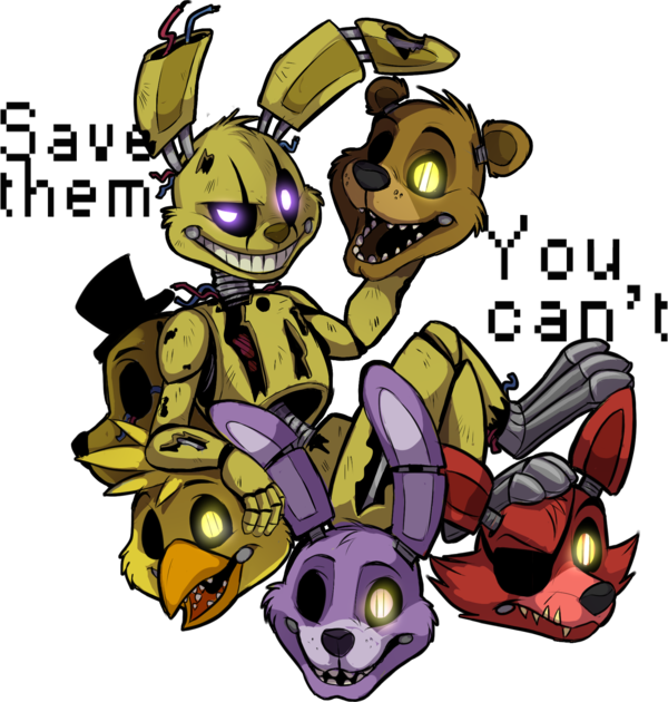 F N A F_ Animated_ Characters_ Group PNG