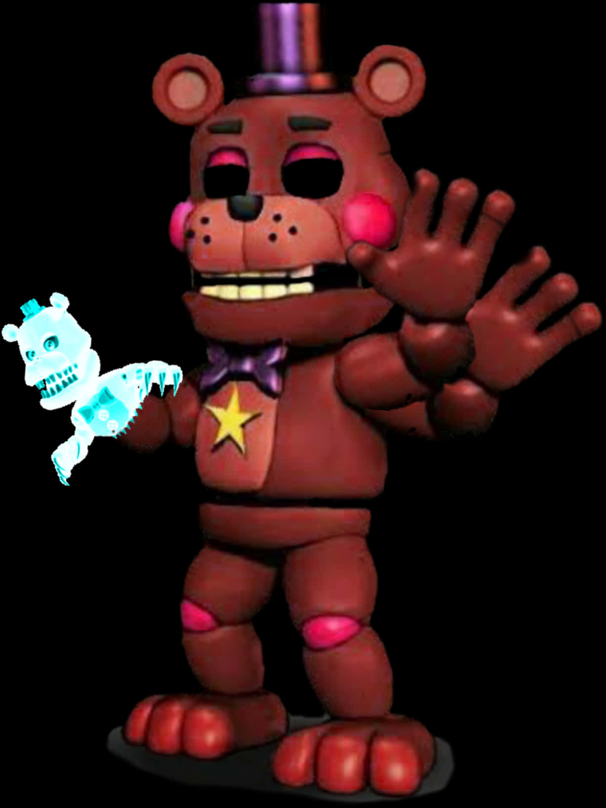F N A F_ Red_ Bear_ Character_with_ Blue_ Ice_ Cream PNG