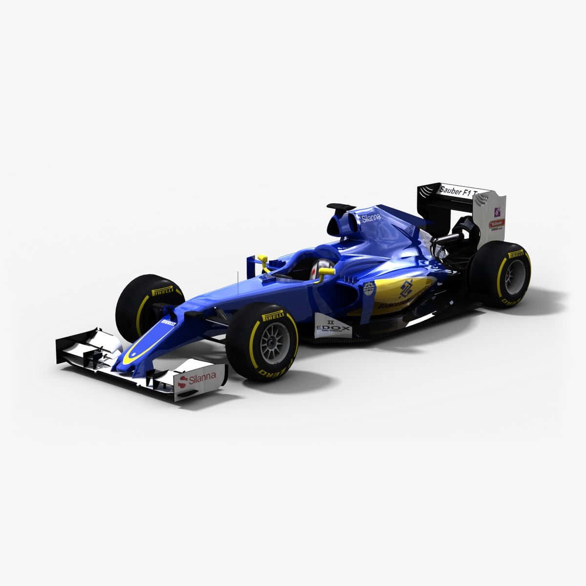 A Blue Racing Car On A White Background