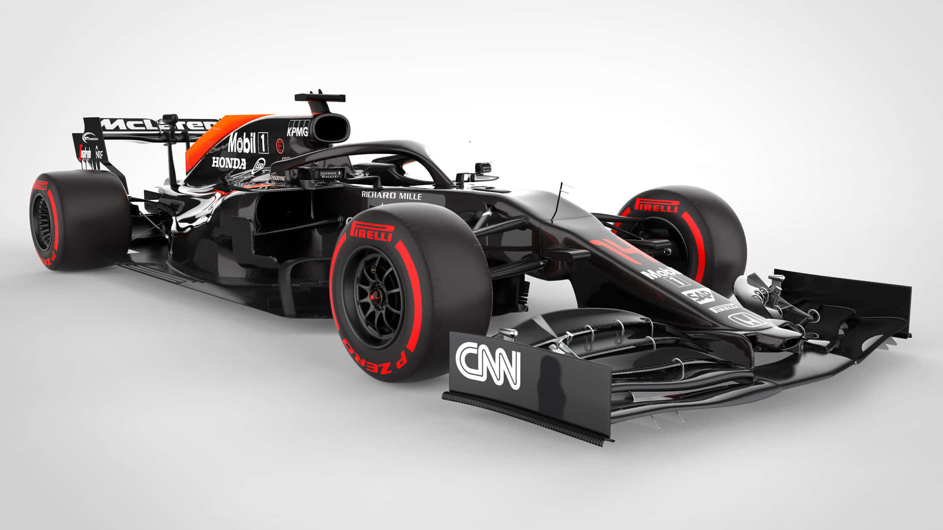 A Black And Orange Racing Car On A White Background