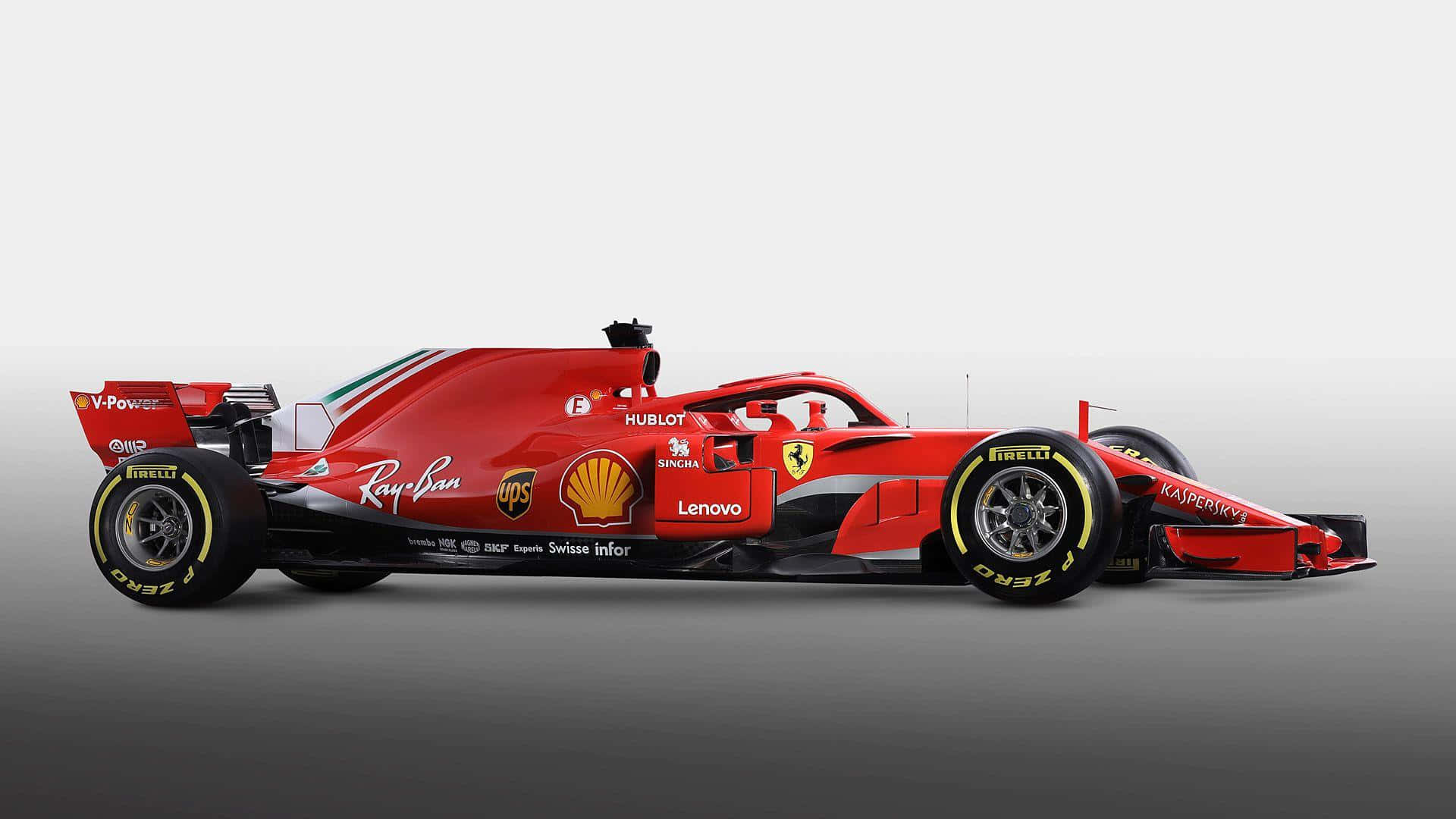 Ferrari Sf71h Side View F1 2018 Background
