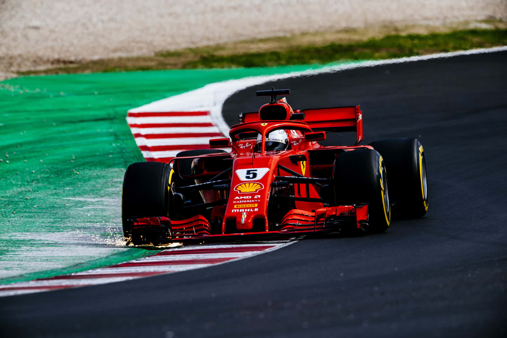 Fondode Pantalla De Sebastian Vettel En El Coche Ferrari F1 2018