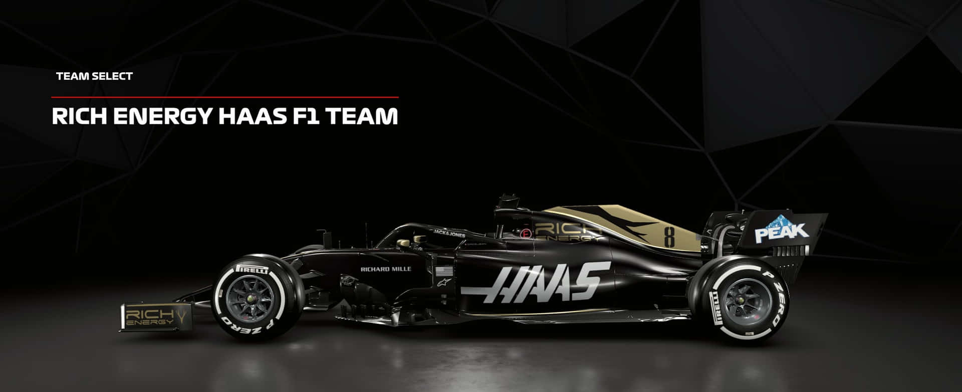 A Black Car With The Words Rich Energy Haas Team