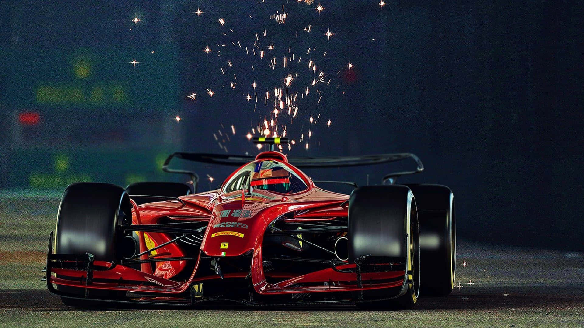 Juegode F1 - Coche Rojo De Carrera Con Chispas Fondo de pantalla