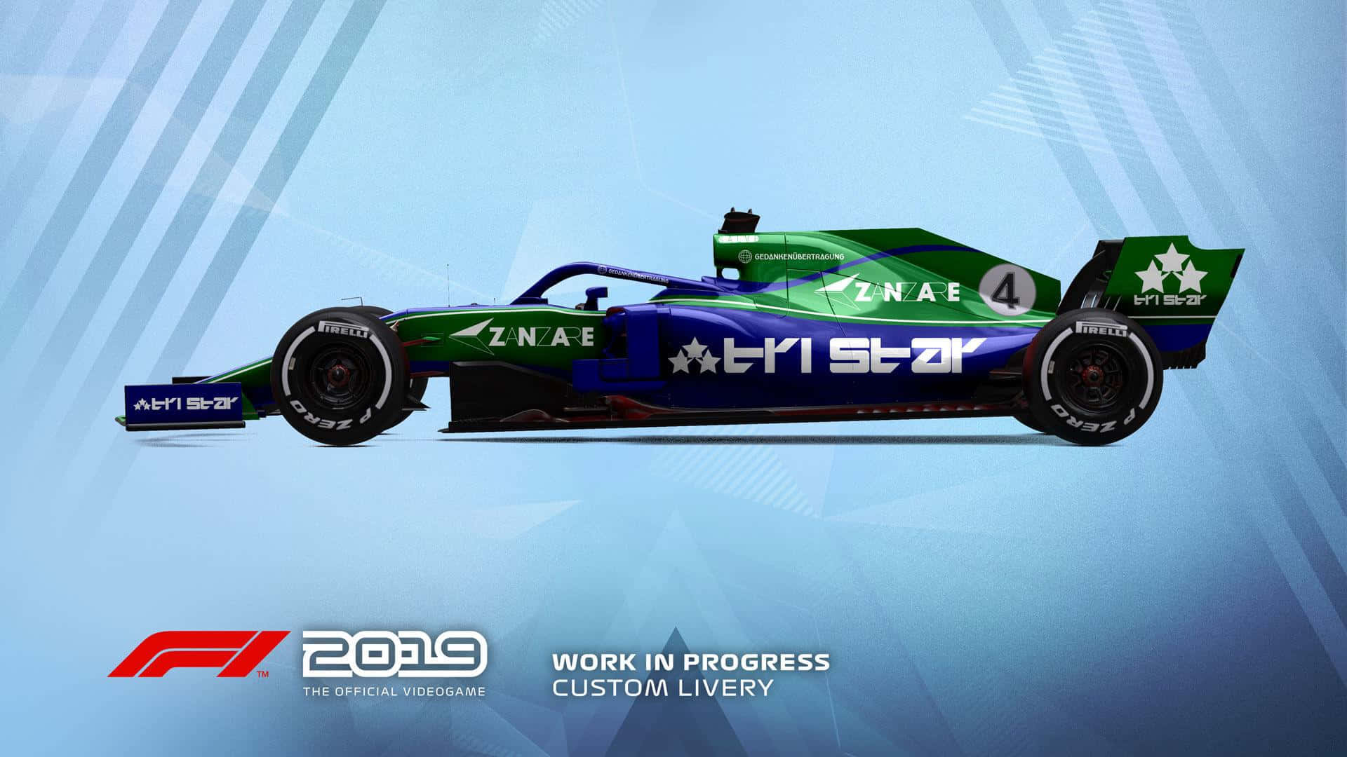 A Green And Blue Racing Car On A Blue Background Wallpaper