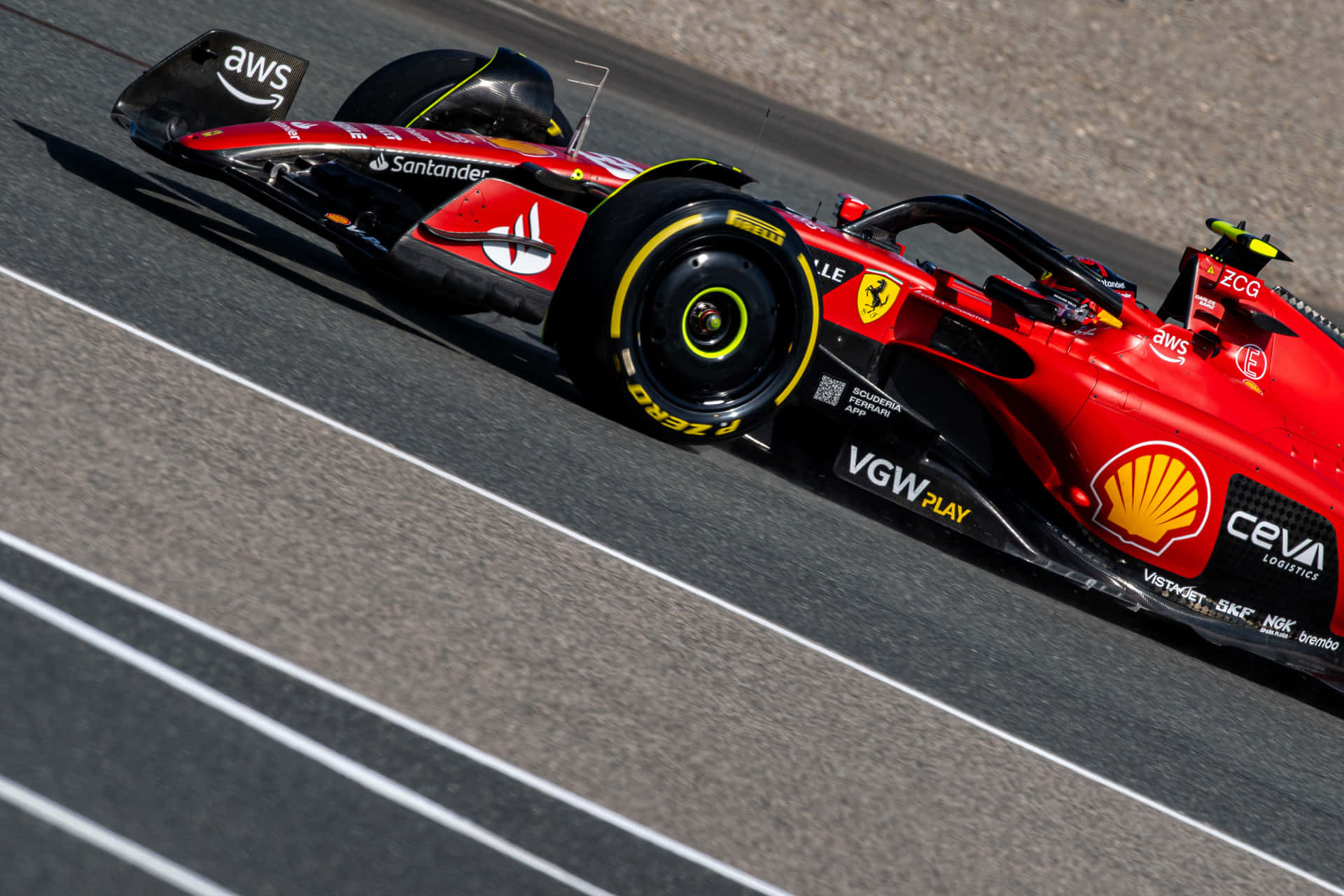 Ferrari F1 Car Driving On A Track