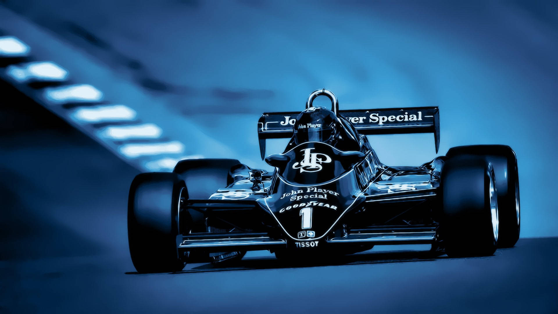 F1 Racing Car In Blue Aesthetic Wallpaper