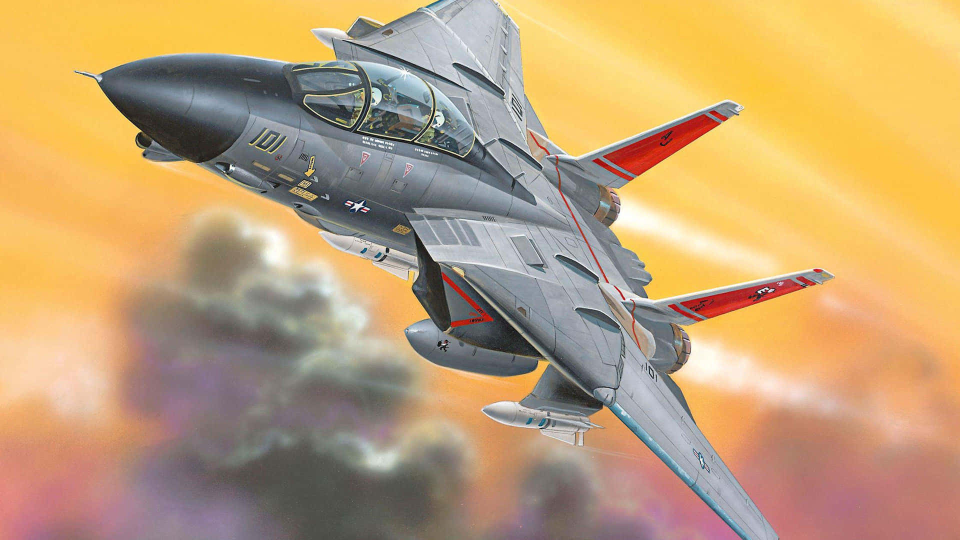F14 Fighter Jet In Flight Wallpaper