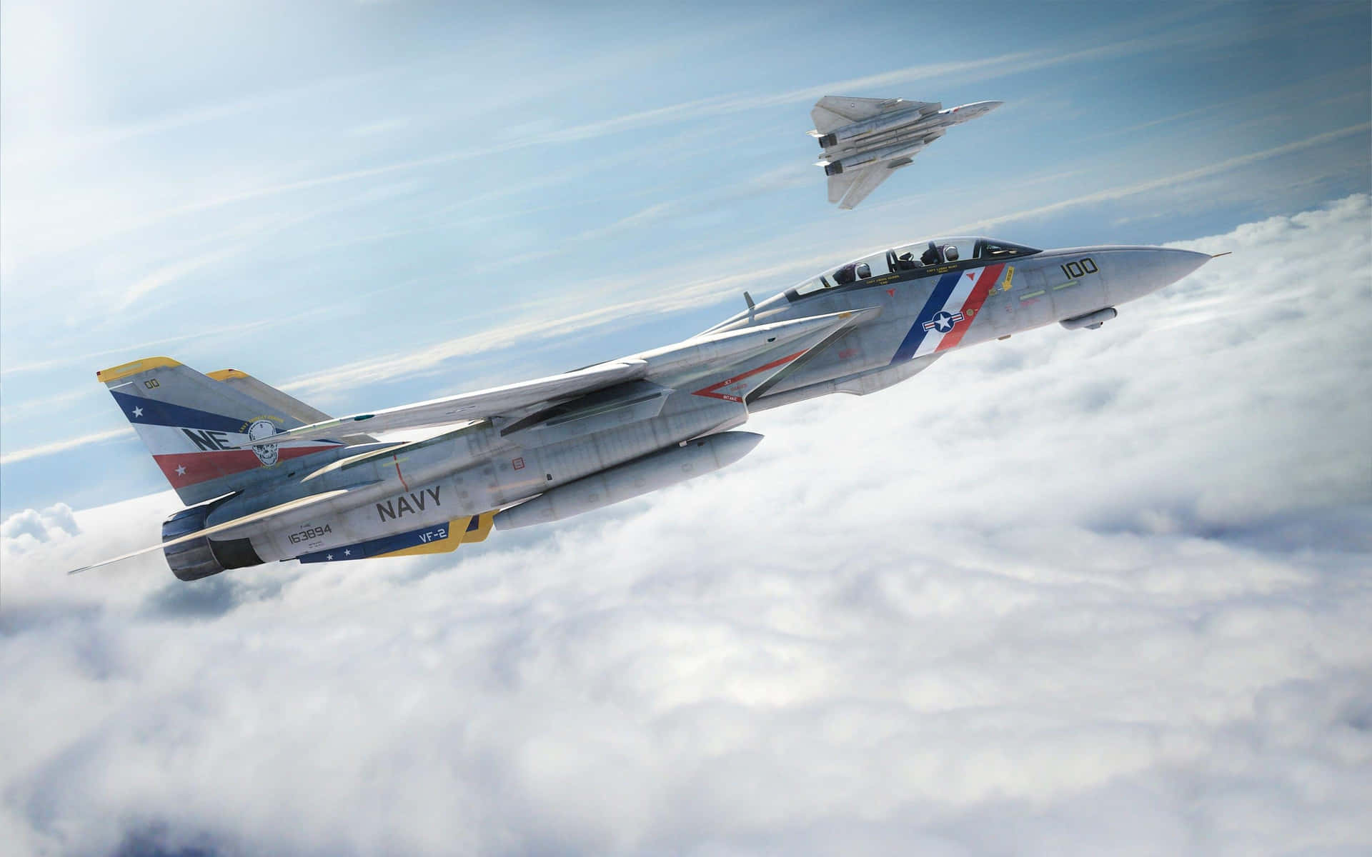 F14_ Jet_ Above_ Clouds Wallpaper