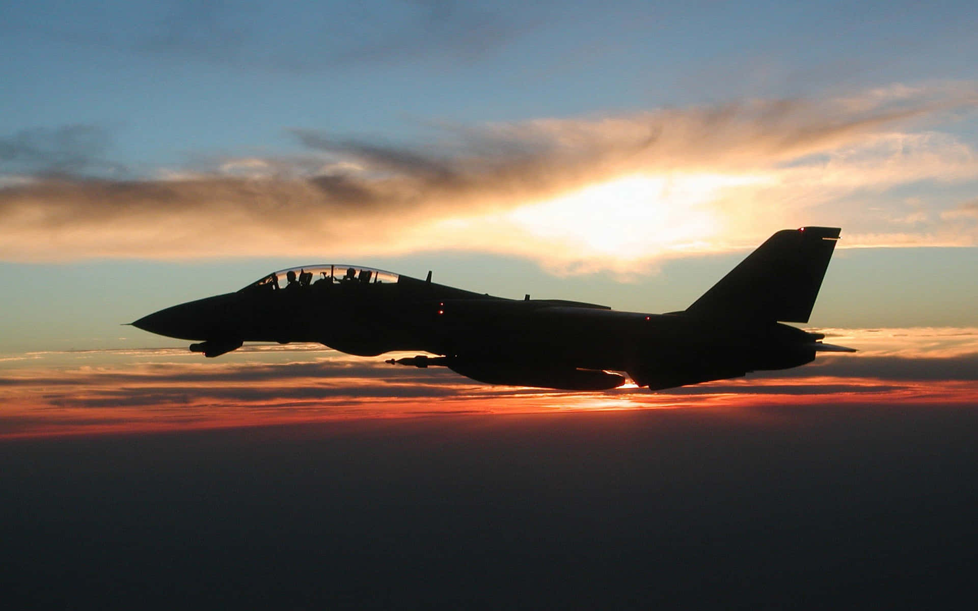 F14 Jet Silhouette Sunset Wallpaper
