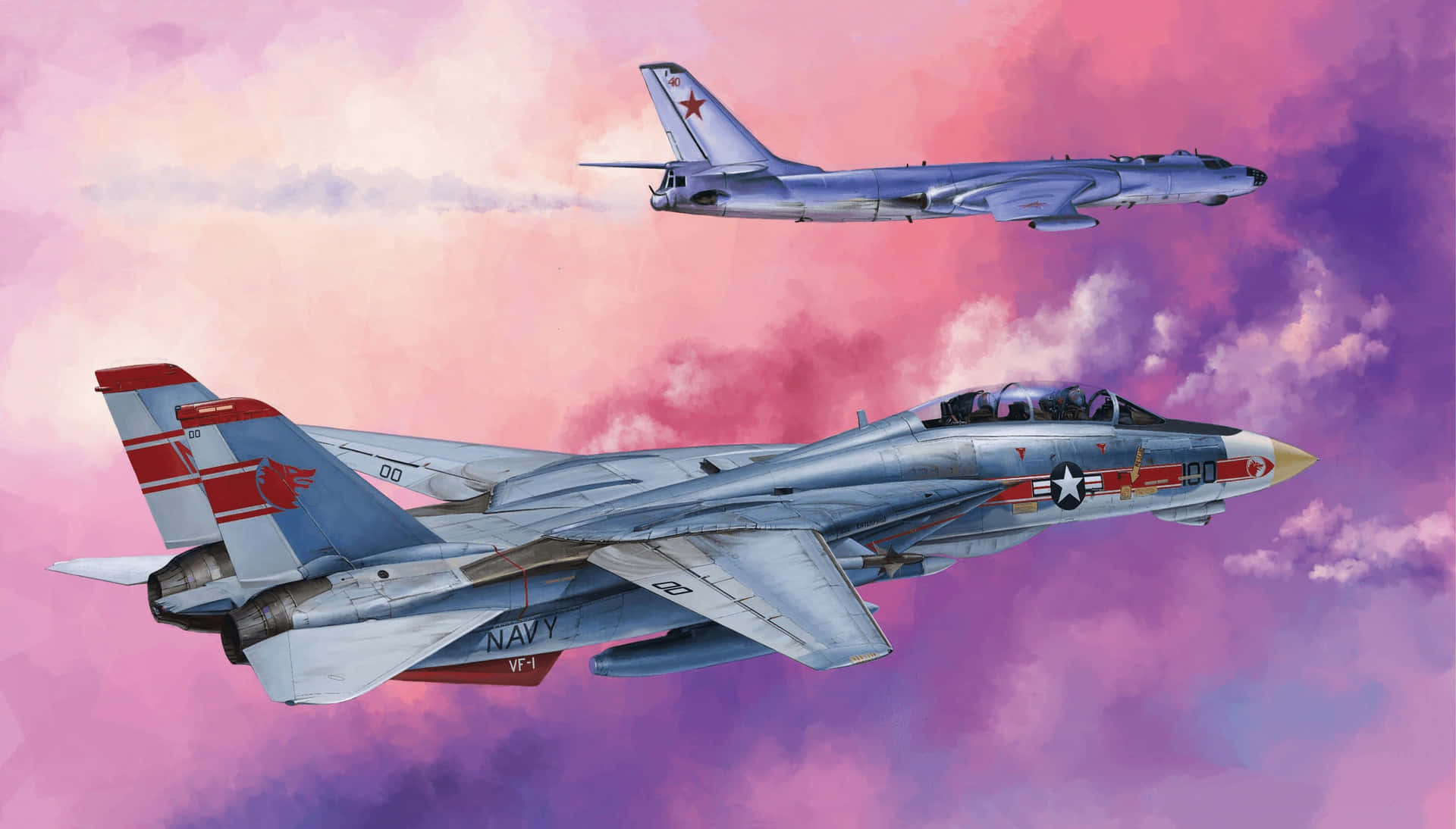 F14_ Jets_ Soaring_ Above_ Clouds Wallpaper