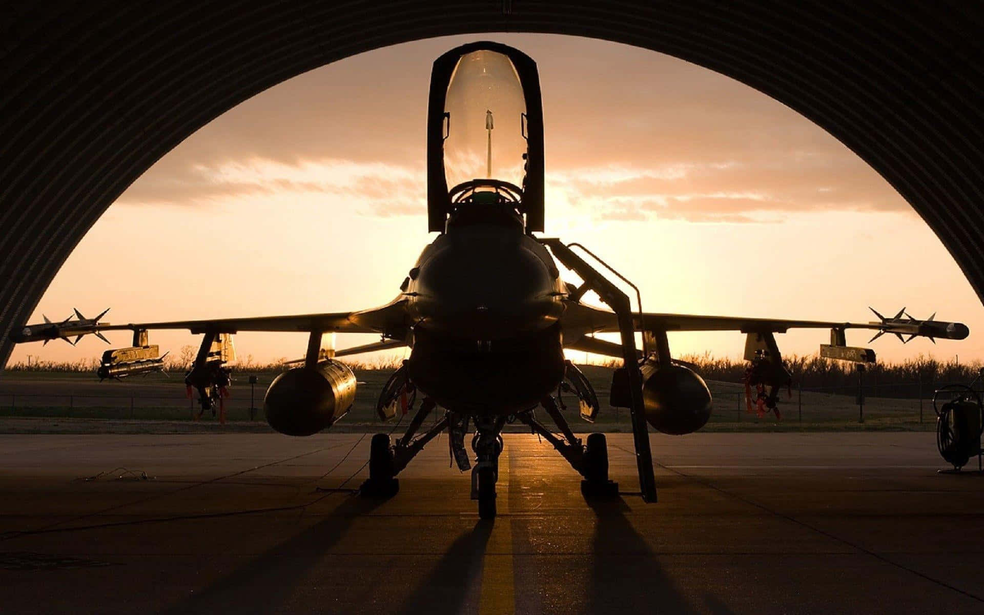 F16 Fighter Jet Sunset Silhouette Wallpaper