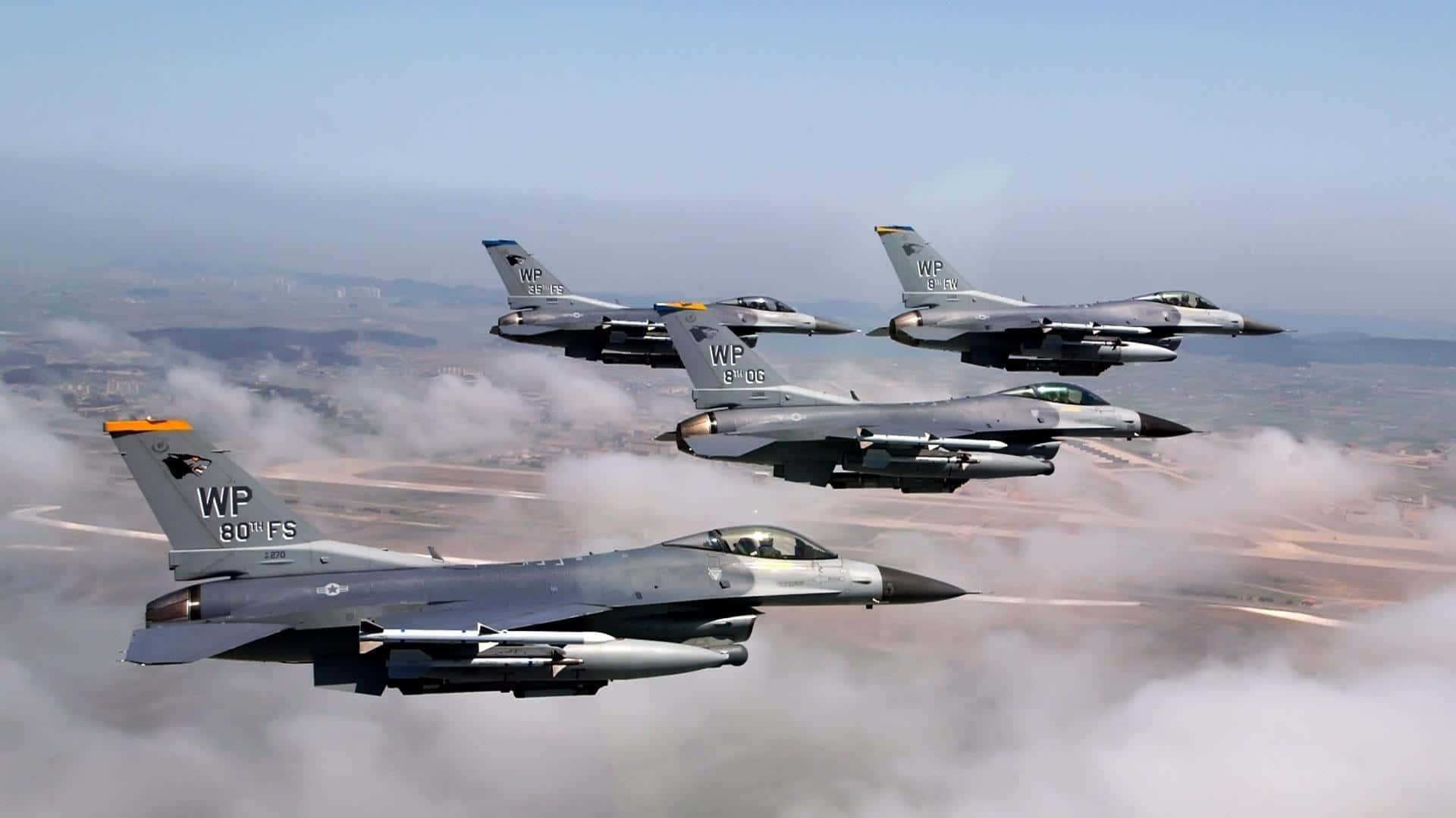 F16_ Fighter_ Jets_ Formation_ Flight Wallpaper