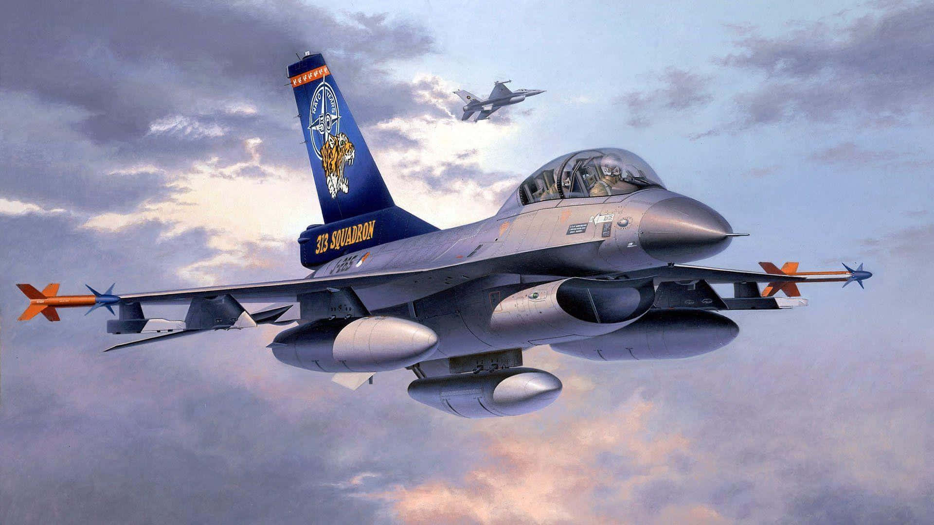 F16 Fighting Falconsin Flight Wallpaper