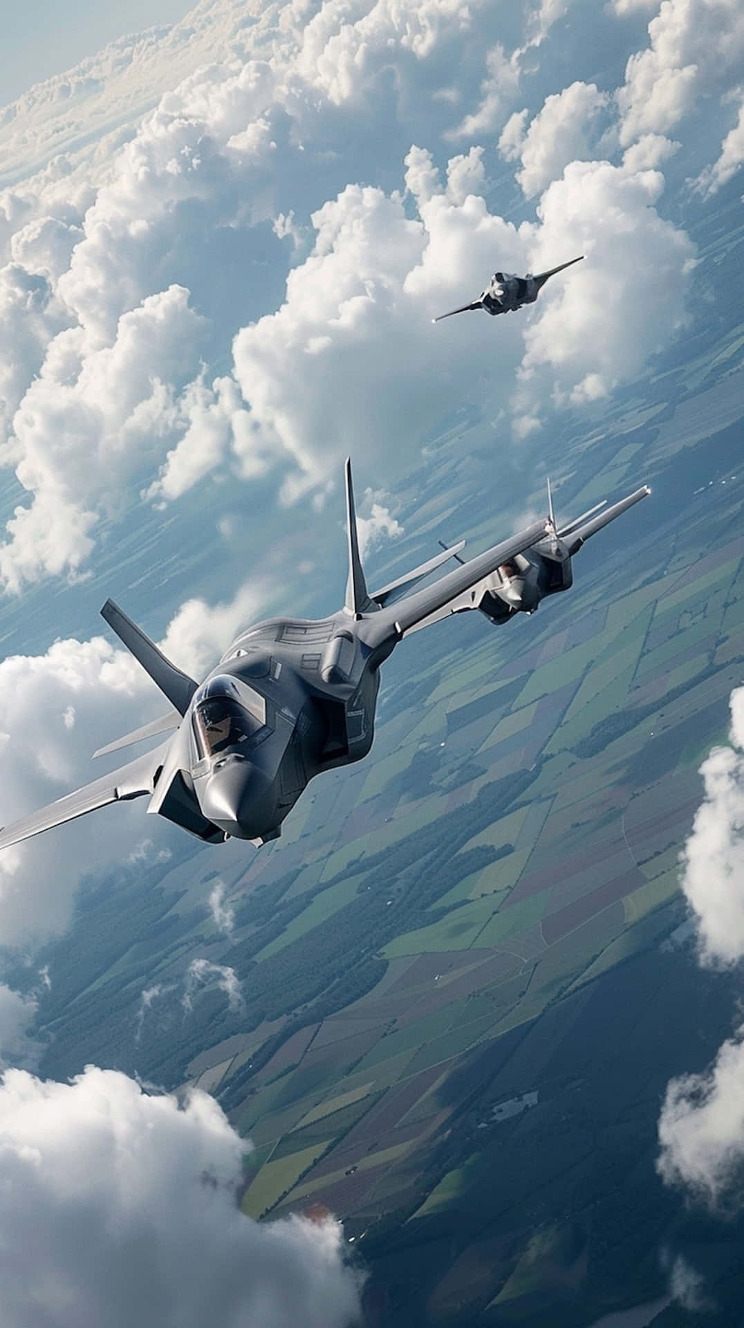 F35 Jets In Flight Over Clouds Wallpaper