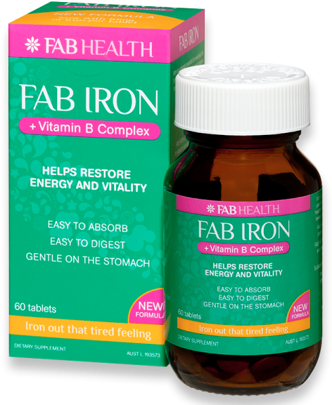Fab Iron Vitamin B Complex Supplement Packaging PNG