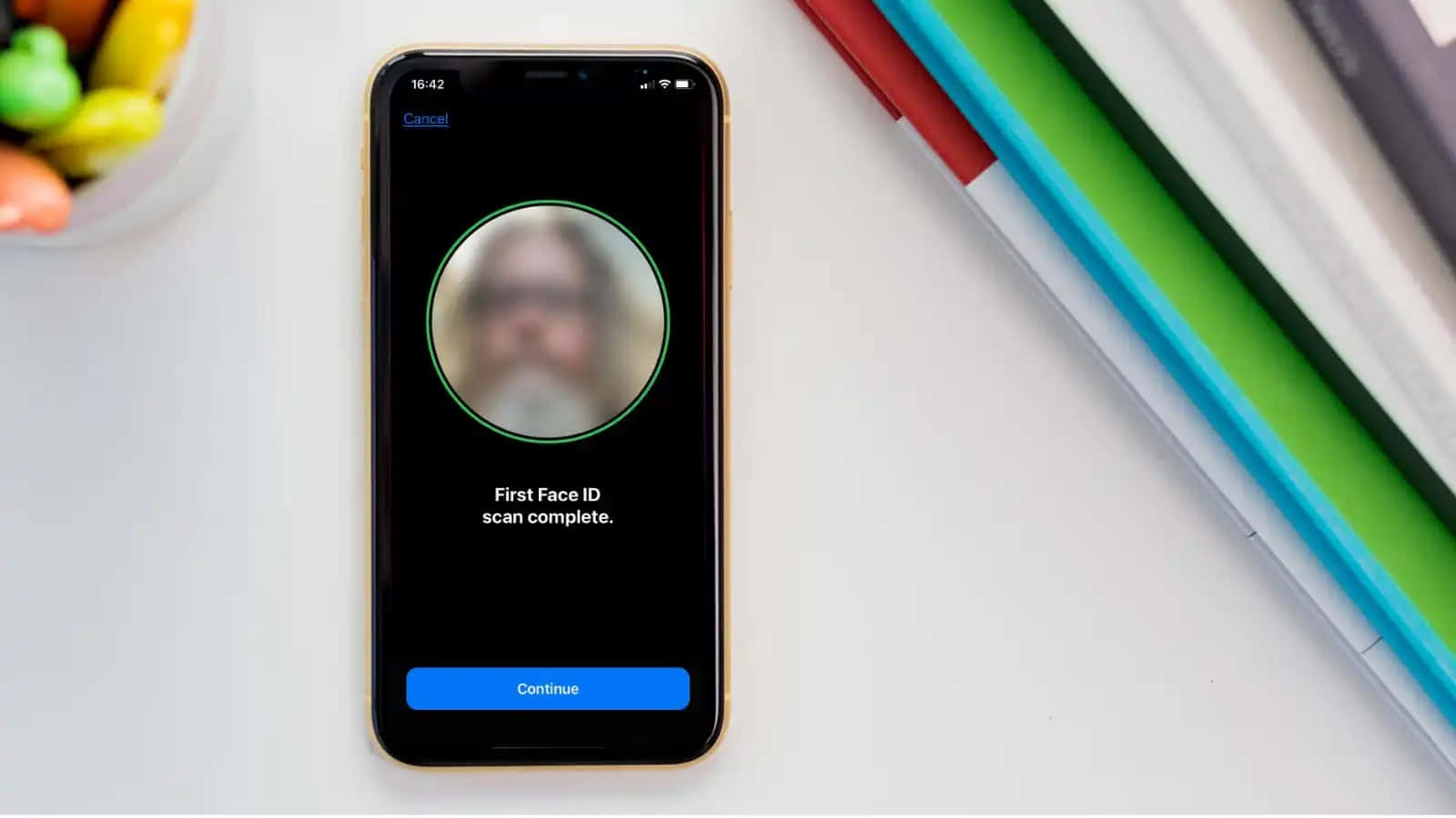 Unlock your Apple device using the innovative Face ID Technology Wallpaper