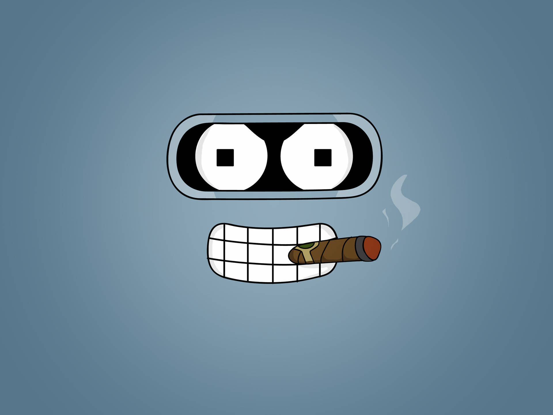 Ansiktetav Bender Med Cigarette Futurama. Wallpaper