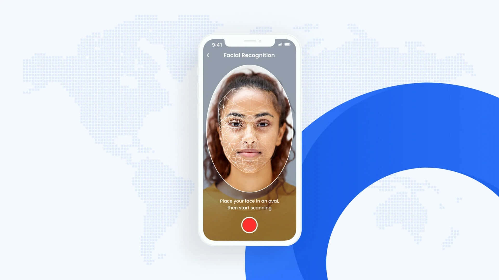 Person having face scanned for facial recognition Wallpaper