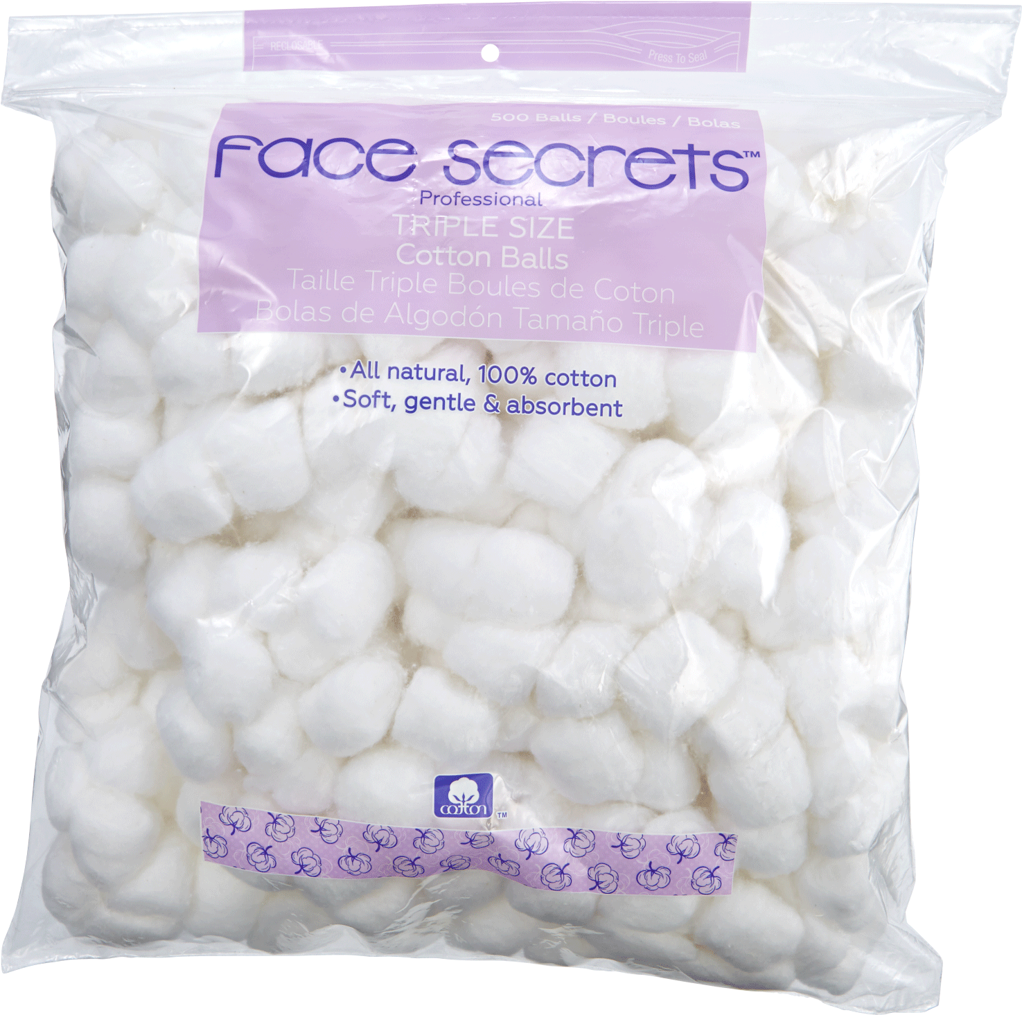 Face Secrets Professional Triple Size Cotton Balls Packaging PNG