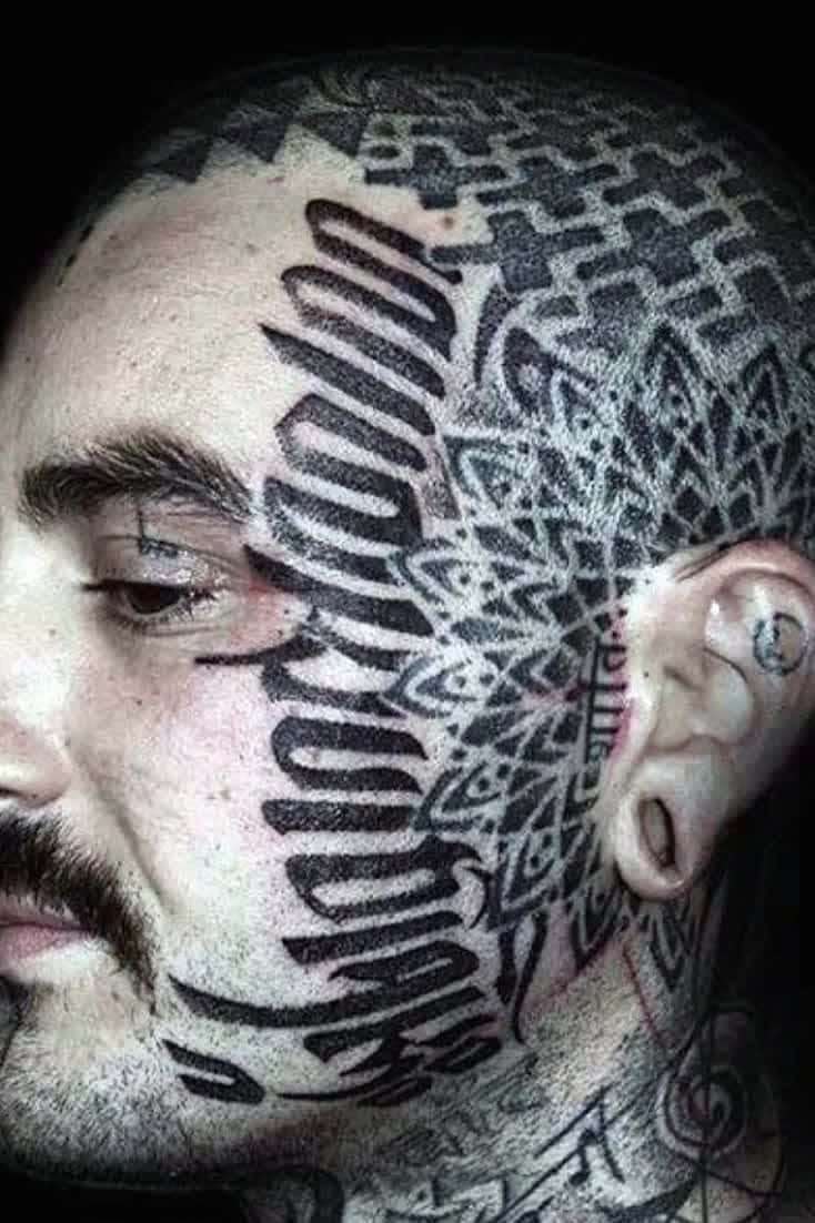 A Man With A Tattoo On His Head
