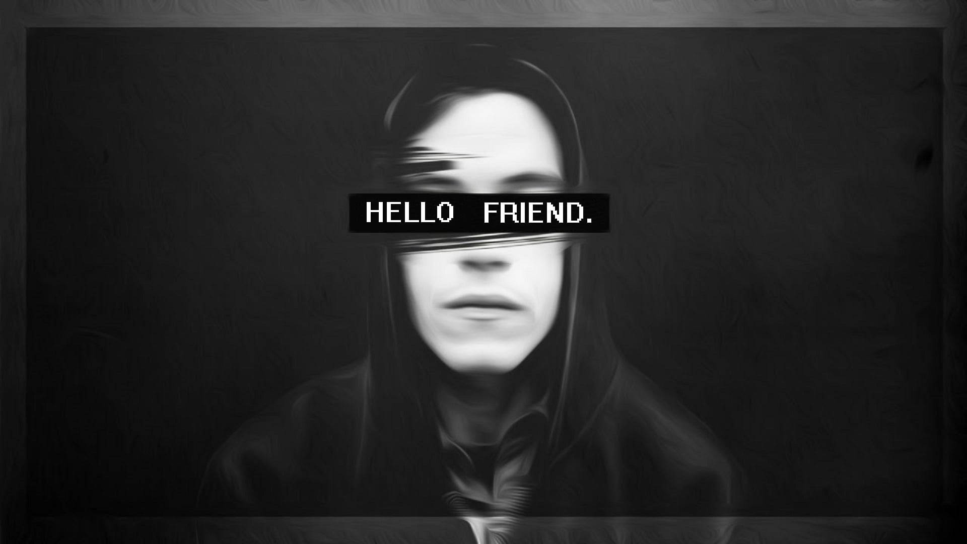 Face With Hello Friend Text Wallpaper