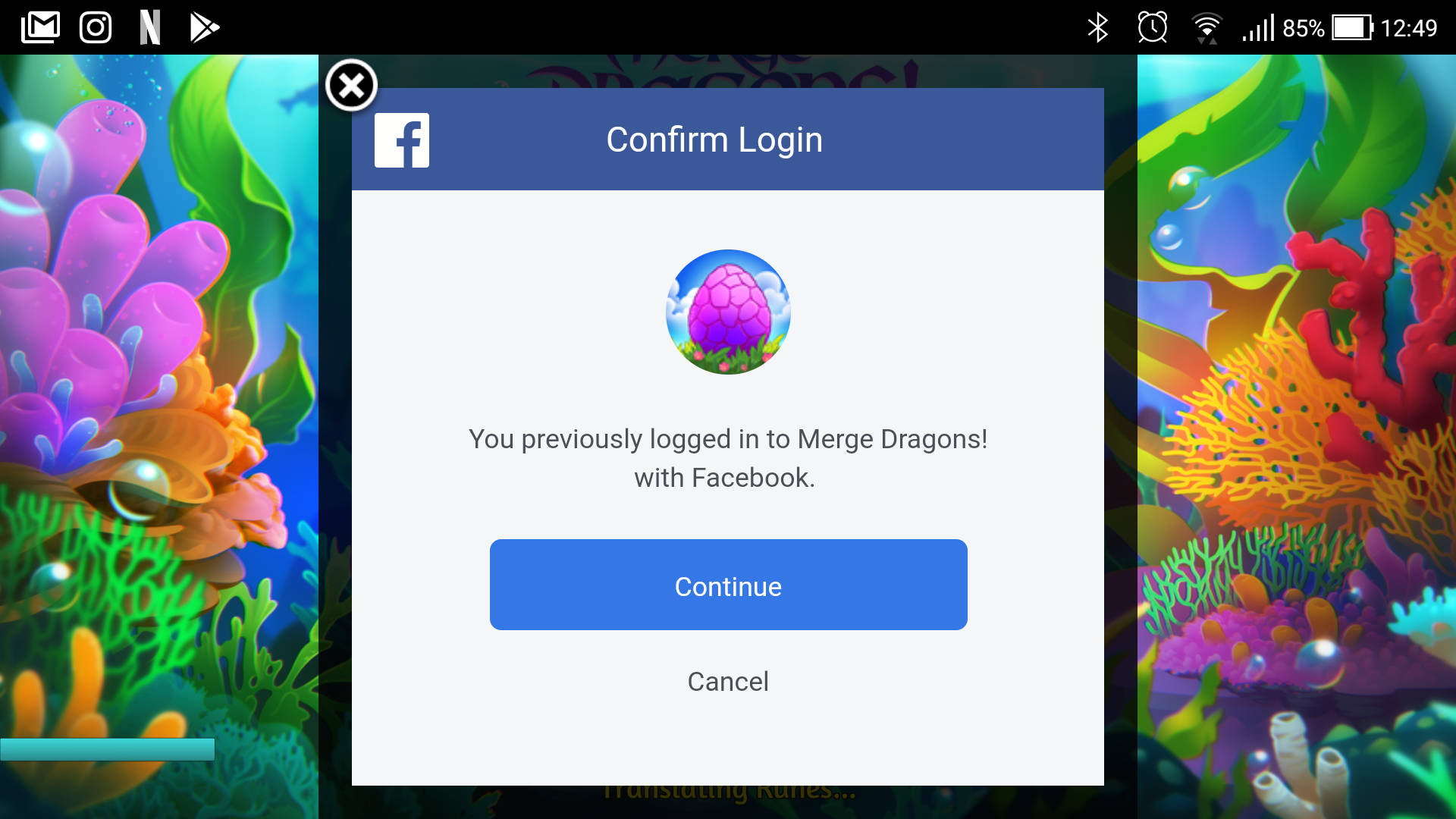 Pop-up bekræftelse for Facebook-login Wallpaper