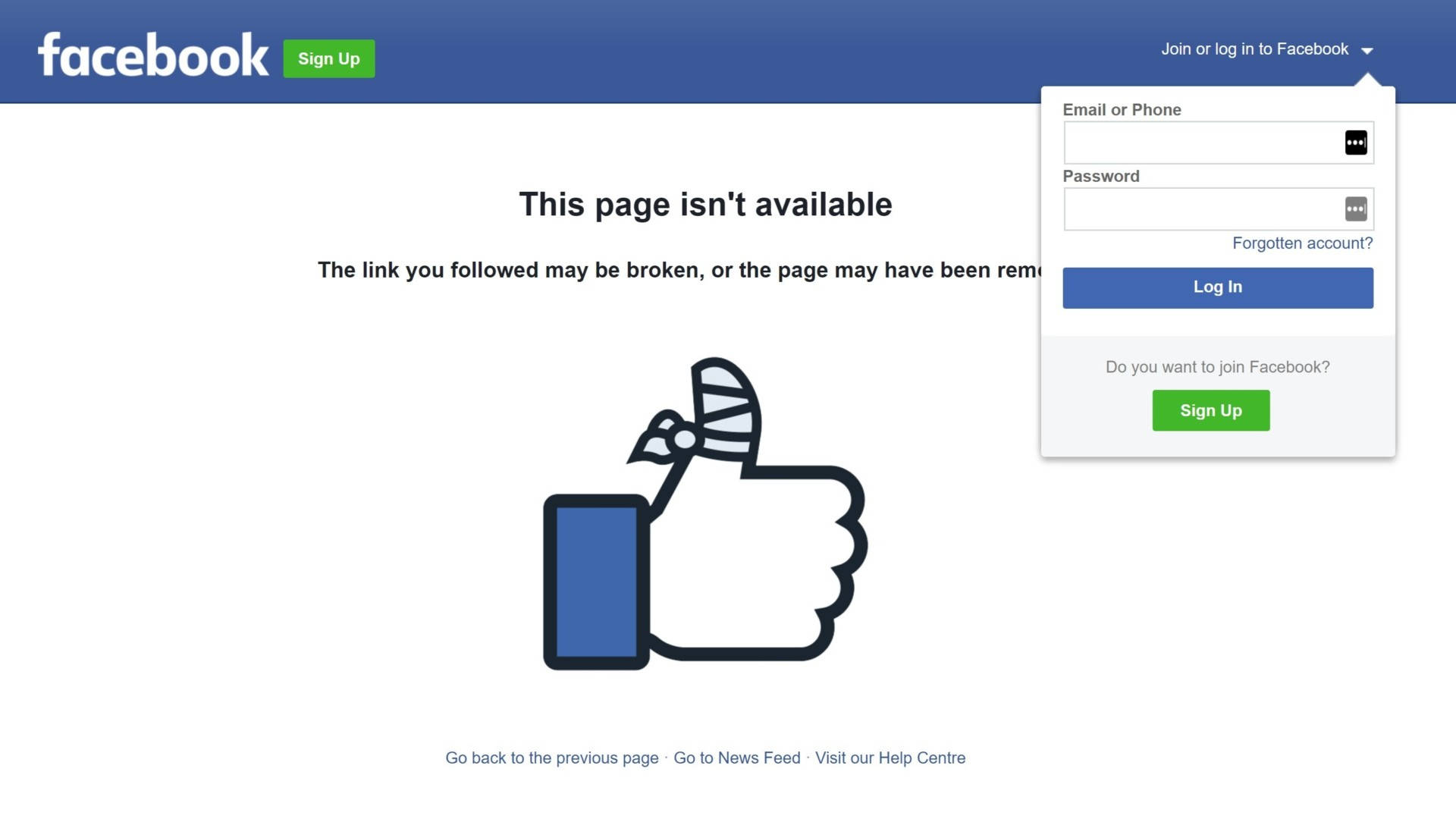 Facebook Login Page Not Available Wallpaper