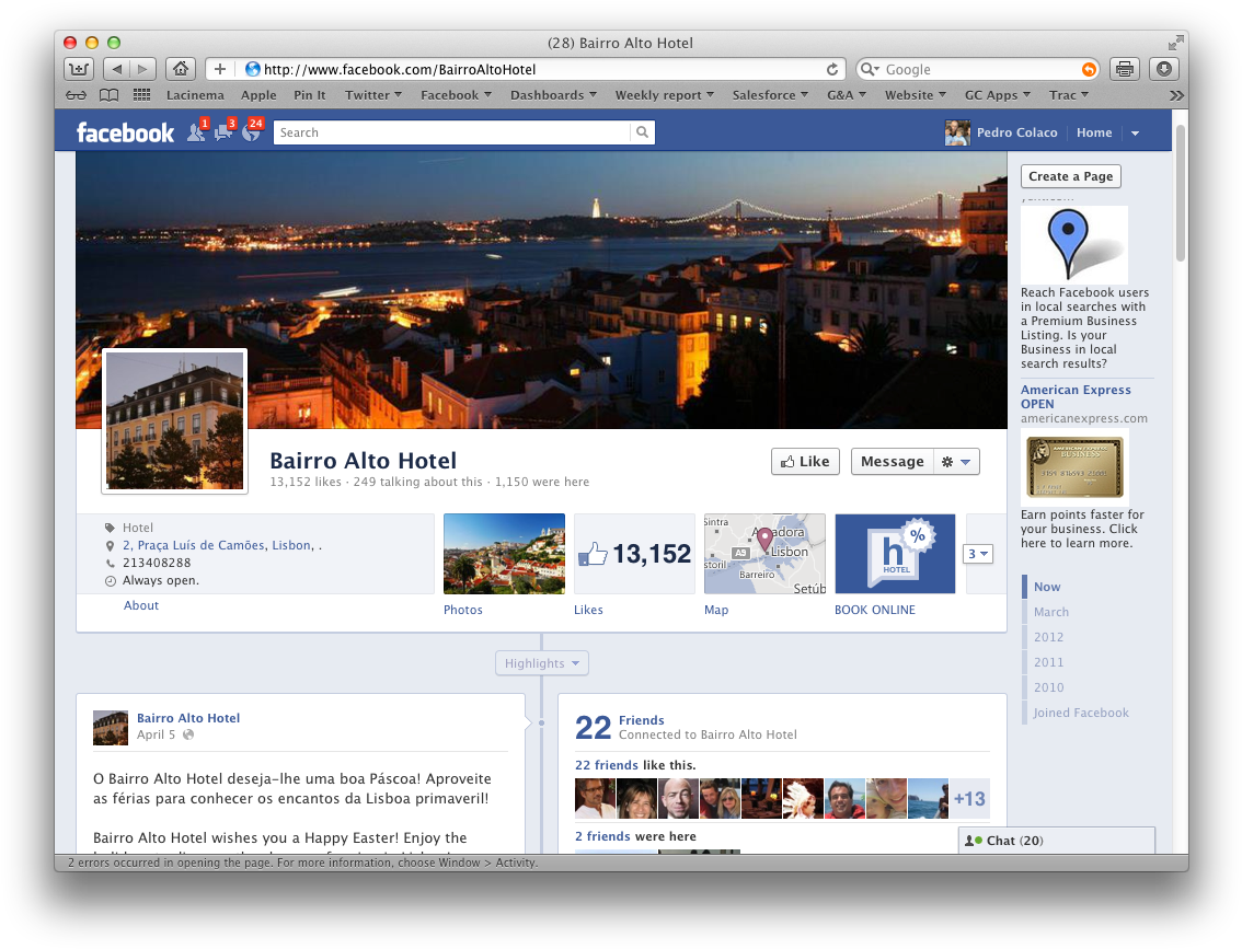 Facebook Page Bairro Alto Hotel Screenshot PNG