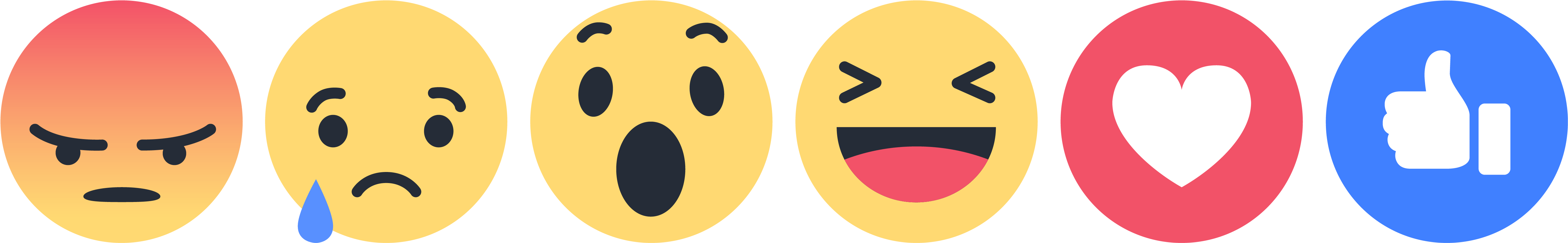 Facebook Reactions Emojis Lineup PNG