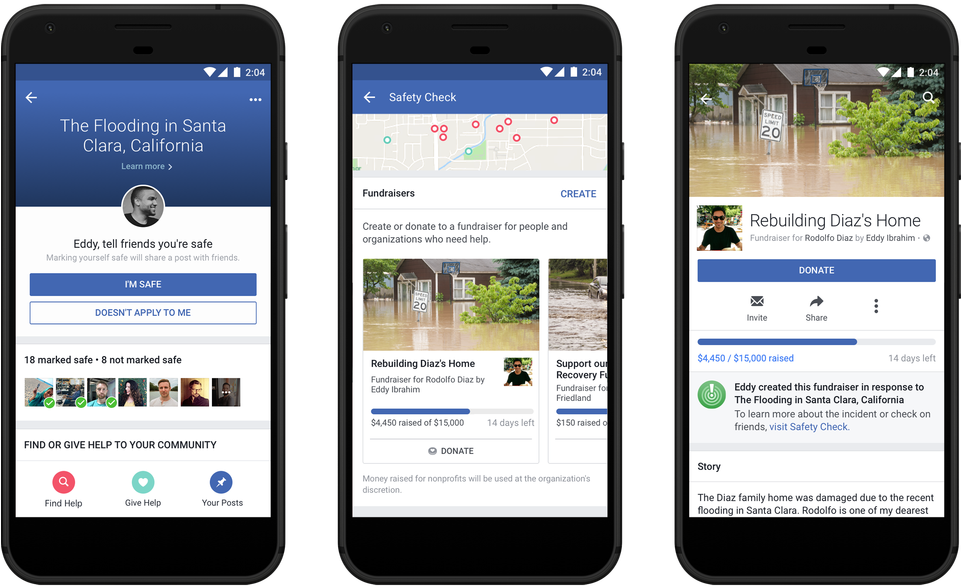 Facebook Safety Checkand Fundraising Features PNG