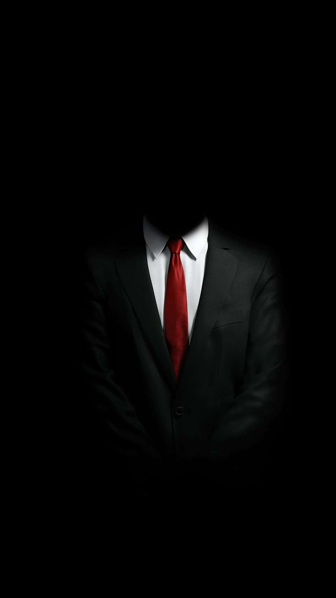 Faceless Man In Suit With Red Necktie Wallpaper