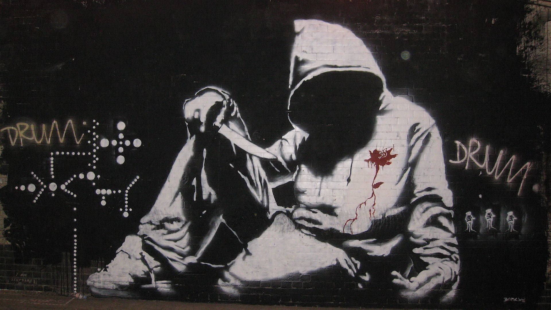 Faceless Man Urban Art Wallpaper