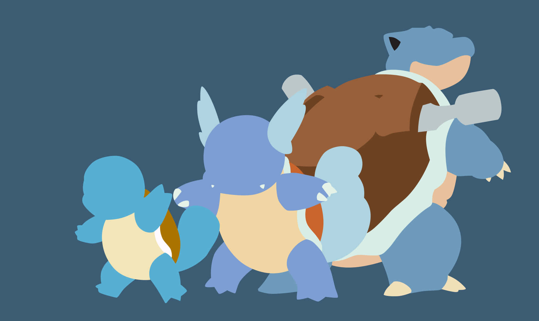 Faceless Squirtle, Wartortle, And Blastoise Wallpaper