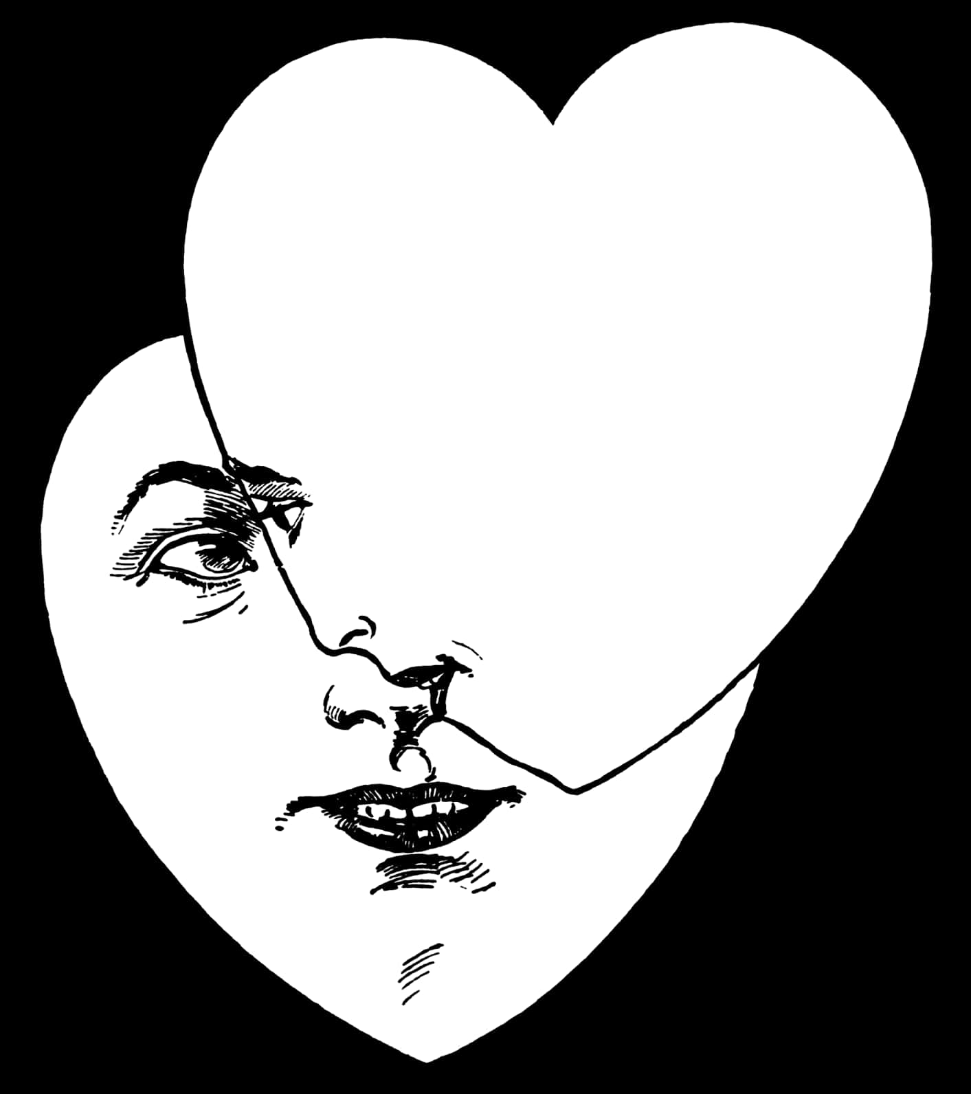 Faces In Heart Illusion Art PNG