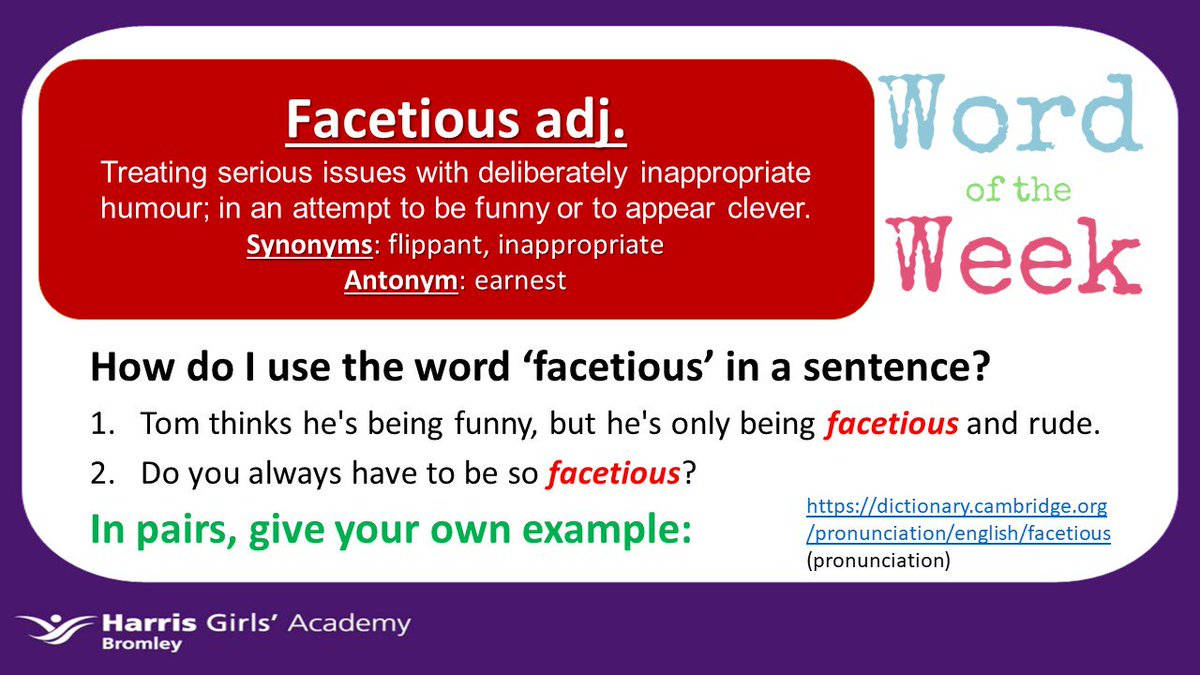 Facetious As Word Of The Week Background
