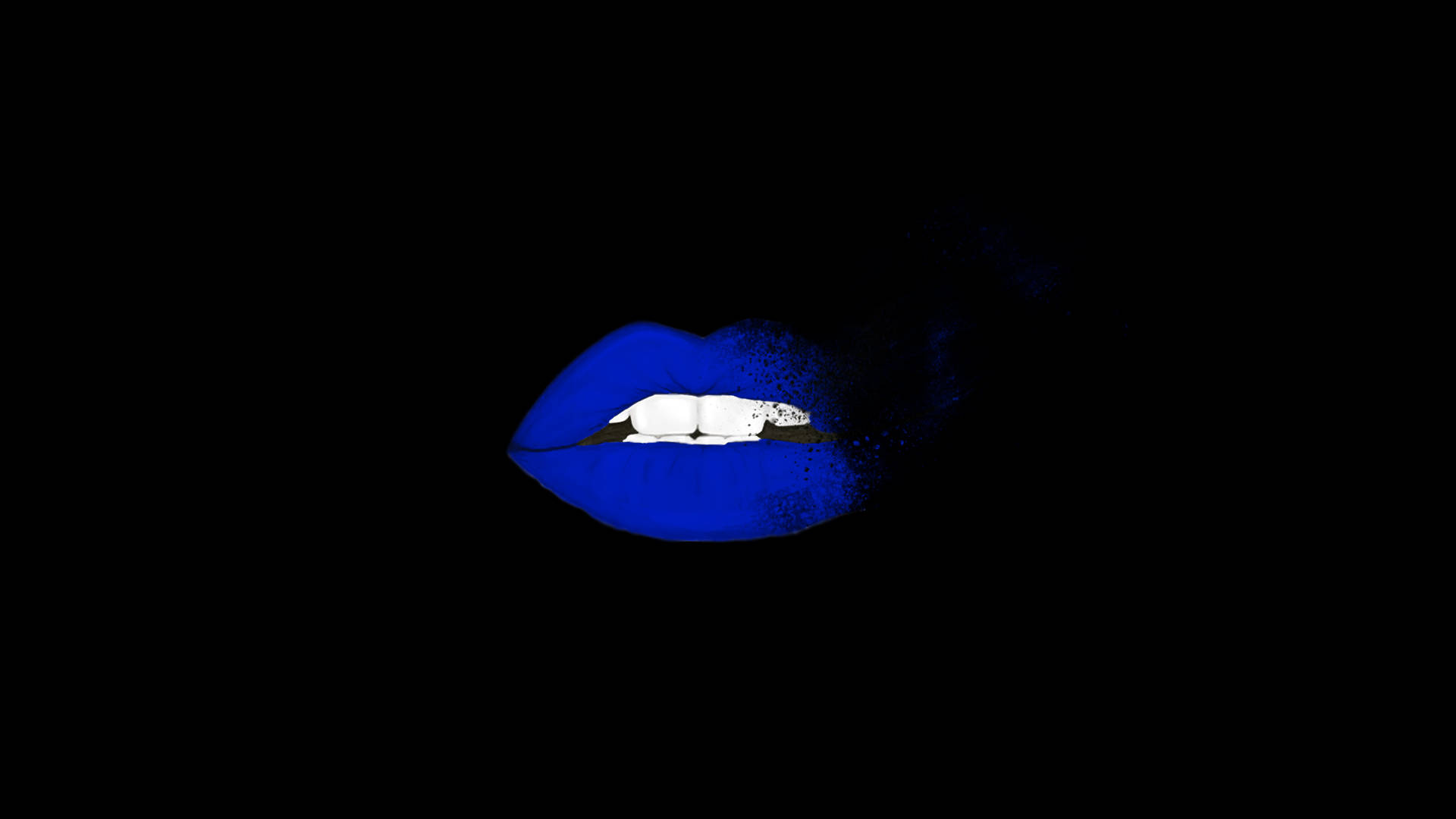 Faded Blue Lips Art Wallpaper