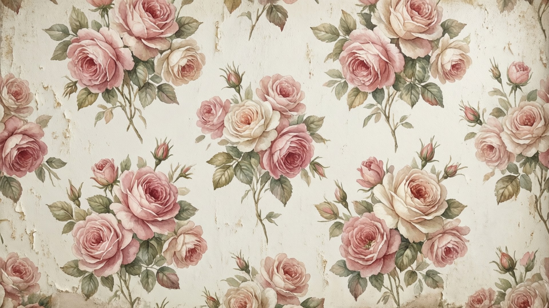 Verblasstes Rosenmuster Wallpaper