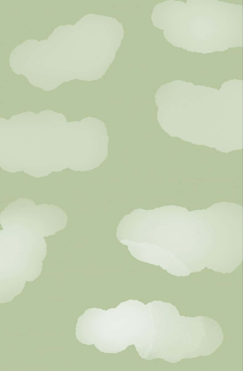 Zarteweiße Wolken Auf Einer Niedlichen Salbeigrünen Oberfläche Wallpaper