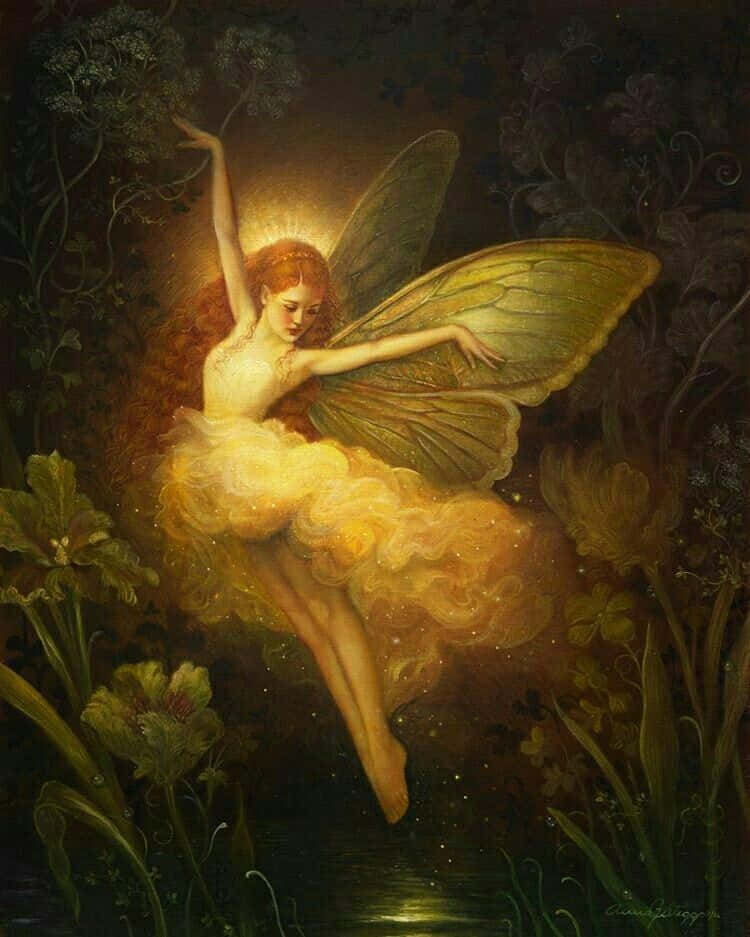 A magical fairy in a stunning landscape.