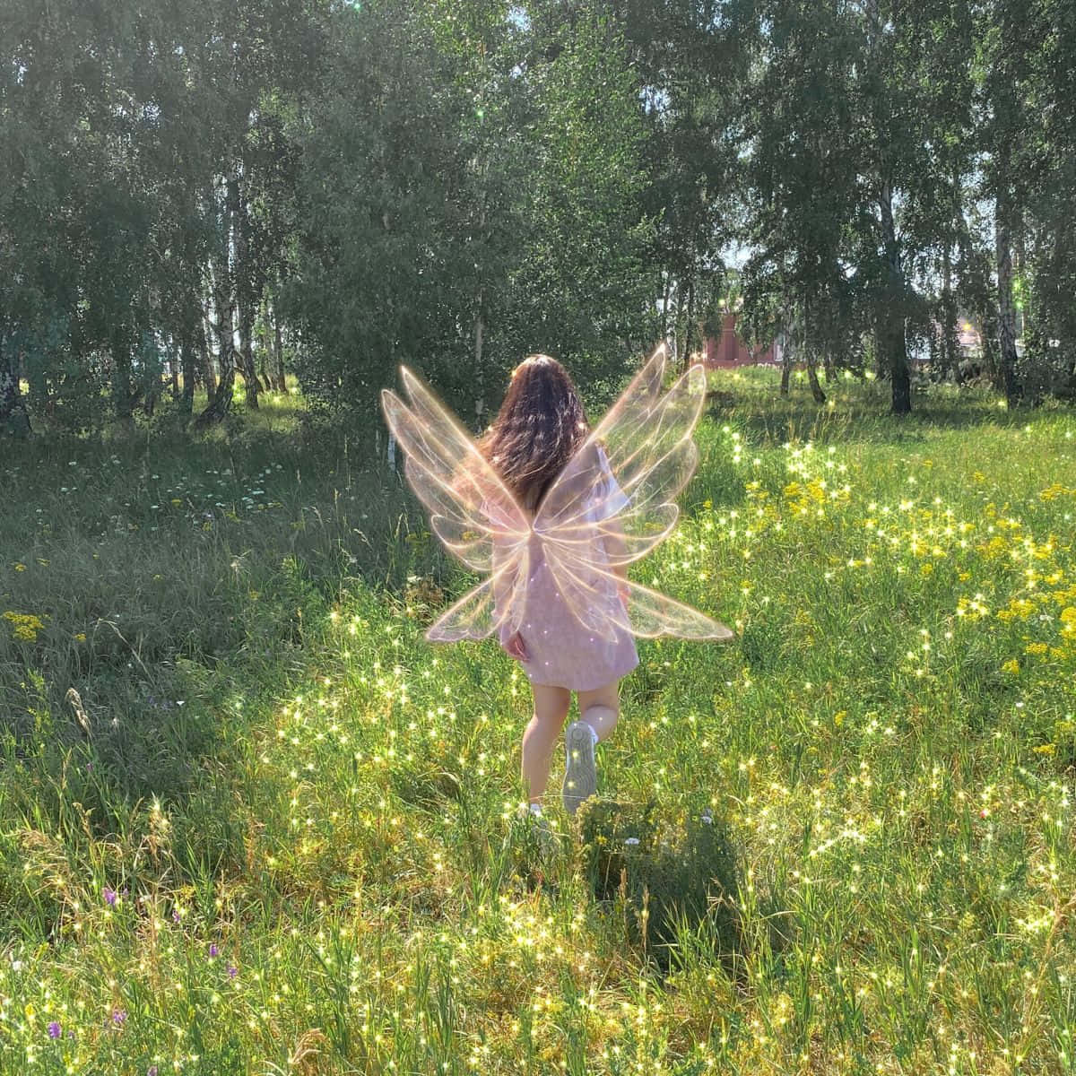 A Fairy Frolicking in a Glowing Field