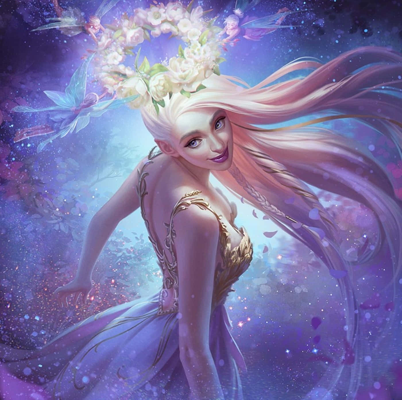 Beautiful fairy with glowing wings in a wonderful fantasy world